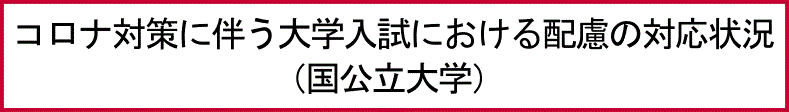 コロナ対策に伴う大学入試における配慮の対応状況（国公立大学）