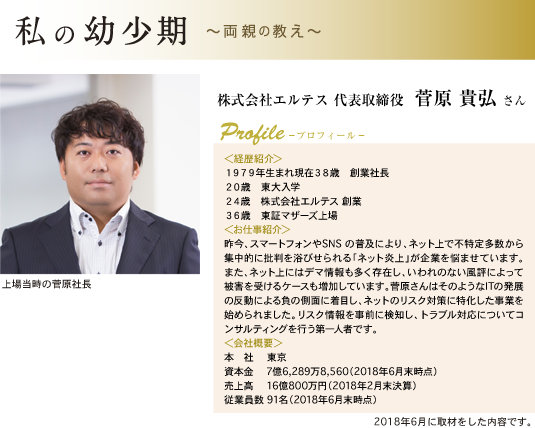 株式会社エルテス 代表取締役 菅原 貴弘さん プロフィール